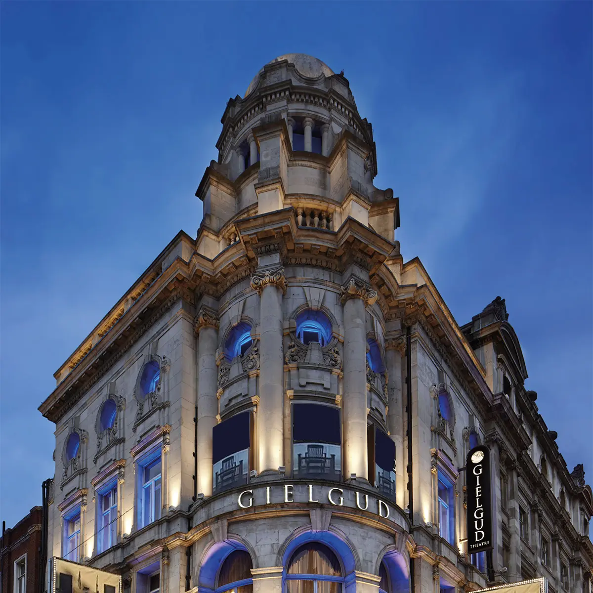 Gielgud Theatre external view at night